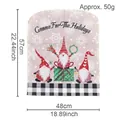 Christmas gnome chair cover with Gnome For The Holidays print and black check pattern - Black White Plaid Forest Gnome