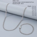 Silver 4mm stainless steel paperclip chain necklace and bracelet jewelry set - Bracelet 20CM / Style B 4mm/Silver
