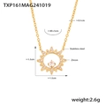 Goldene Sonnenblume Halskette aus Edelstahl mit Zirkonia-Inlay und Maßangaben - Gold Sonnenblume Zirkonia Halskette