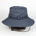 Deep blue waterproof outdoor sun hat with wide brim, ventilation holes and wind cord - Adjustable / Navy Blue
