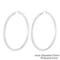 70mm diameter large silver titanium steel hoop earrings with a 5mm thick polished finish - Inner Diameter 70mm Thickness 5mm (KE105508-LO)