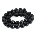 Close-up of polished black agate round beads with glossy finish for DIY jewelry - 10mm (Approx 37pcs)