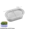 Ovale Silikonform für DIY-Blumentöpfe mit Maßen und Darstellung der fertigen Produktgröße - Glatter Ovaler Blumentopf