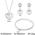 Set gioielli cuore argento lucido con collana orecchini e bracciale specifiche - Argento / Stile Lucido a Cuore (KS199590-Z)