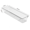 Dettaglio contenitore in PET trasparente con dimensioni 30,6 x 7,6 x 5,2 cm per cassetti - N. 3 30,6x7,6x5,2cm