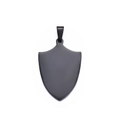 Pendentif plaque militaire en acier titane noir en forme de bouclier avec fini mat - Petit / Noir