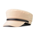 Détail de la chaîne en similicuir et boucle sur la casquette de marin en toile beige - L(58-60cm) / Poche zippée