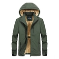 Giacca outdoor da uomo verde scuro con calda fodera in pile e guscio antivento - M / Verde