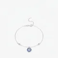S925 sterling silver evil eye bracelet with blue and white sparkling zircons on white backdrop - 925 Silver / Silver