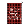 Linen garden flag with red black buffalo plaid and Believe in the magic of Christmas print - Style ZQ008-10 (Believe Magic)