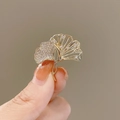 Elegant gold ginkgo leaf brooch with small rhinestones for suits and coats - 293# Ginkgo Leaf