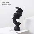 Abstract zwart gezicht sculptuur hars minimalistisch modern decor klein formaat 25cm - Klein / Mat zwart