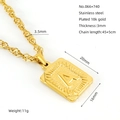 Collier à pendentif carré en acier inoxydable plaqué or 18 carats avec lettre A - Lettre A