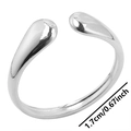 Detailed view of polished stainless steel cuff ring with 1.7cm inner diameter dimension - Silver