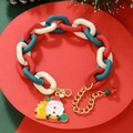 Detail of Christmas bracelet with red and green matte links and Santa Claus charm - D1047 (Chunky Chain Santa)