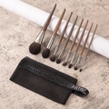 Tragbares 8-teiliges Mini-Make-up-Pinsel-Set mit Tierhaar und schwarzer Netztasche - Wollpinsel Set + Netztasche (8-teilig)