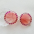 Pink round children's sunglasses featuring gradient rhinestones and translucent lenses - Luxury Gradient Rhinestone Round