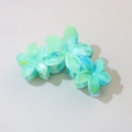 Three flower-shaped hair claws in blue, green, and yellow gradient resin finish - #8abs Blue-green - Three Flowers / Bulk (No Packaging)