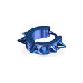 Deep blue stainless steel punk stud earring with sharp rivet spike design for men - 8-Spike Ear Hoop / Blue