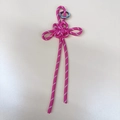 Handmade woven Chinese knot keychain charm in vibrant pink with silver ring - Rose Red