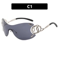 Y2K rimless sunglasses with smoke grey lenses and silver snake metal hardware - C1-Full Grey