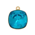 Square sky blue zircon charm with gold plating for custom DIY jewelry making - M601975-Aqua Blue