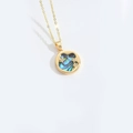 Golden Virgin Mary necklace with blue green iridescent abalone shell pendant and stars - Stars XL3497-3