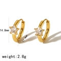 Detailoverzicht van 18K gouden ster oorbellen met 17,4 mm diameter en 14,8 mm hoogte - Vijfpuntige Ster Stijl (TE6622-WT)