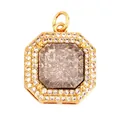 Gold plated vintage starburst pendant with gray stone inlay and cubic zirconia stones - Dark Blue M847419-9
