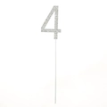 Sparkling silver number 4 cake topper with rhinestone embellishments for parties - Number 4 / Silver