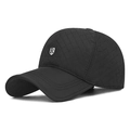Schwarze gesteppte Winter-Baseballkappe für Herren mit silbernem R-Logo und Ohrenschutz - Verstellbar / Schwarz