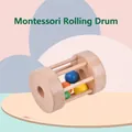 Wooden Montessori rolling drum toy with colorful balls for sensory and motor skill development - Rolling Drum (Unpainted)