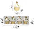 Set di 4 ornamenti natalizi a forma di cupcake con glitter in rosso, oro e verde - Cupcake / Scatola da 4 pezzi / Oro