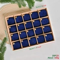 Set di 20 palline di Natale in velluto blu in scatola decorativa da 30cm per albero - Set da 20 Pezzi / Blu Reale
