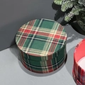 Round Christmas gift box with classic red and green tartan fabric finish - Christmas British Plaid Box [Green]