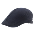 Navy blue washed cotton newsboy cap featuring side metal adjustment buckle - Adjustable / Navy Blue