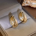 Macro shot of minimalist gold teardrop hoop earrings with S925 hallmark in a gift box - 16# Gold U-Shape Ear Buckle