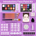 Water-based body paint kit with 10-color split cakes, 15-color palette and art brushes - Beginner Starter Kit + 2.5cm Wide Flat Brush