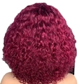 Peluca corta color vino tinto deep wave para mujer con textura estilo afro - Burdeos