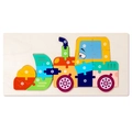Bulldozer wooden puzzle for kids with numbered blocks 1 to 20 for early learning - Bulldozer