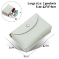 Light green genuine leather mini coin purse with two pockets, size 12x8x4cm - Double Layer / Milky White