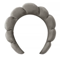 Plush grey cloud sponge headband featuring soft velvet fabric for face washing - Velvet Headband - Grey
