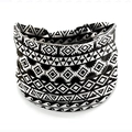 Elastic headband with black and white African tribal geometric print for yoga sports - Style 53
