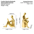 Modern gold ceramic bookends with abstract reading figurines, set of two, mirror finish - Figure Bookends-Electroplated Gold Set