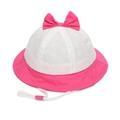 Detailansicht Baby Sonnenhut mit rosa Blumenstickerei und verstellbarem Kinnriemen - 50-52CM / Rosarot