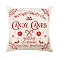 Linen Christmas pillow case with red Candy Canes vintage print for home decor - TQYM60-14 Candy Canes Theme