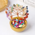 Handmade multi-color crystal money tree in a yellow ceramic pot for wealth and luck - Colorful Shell Collection (Yellow Cup)