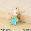 Ciondolo zampa in smalto blu con perla bianca per gioielli fai da te in acciaio inox - Stile Stella Perla Blu (KLJ9483-ZLA)