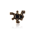 Broche molécule de caféine en émail noir avec des contours en métal doré chic - Caféine-Noir