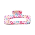Pince à cheveux rose avec motifs de cœurs et granulés de bonbons colorés pour coiffure - Rose avec des coeurs colorés